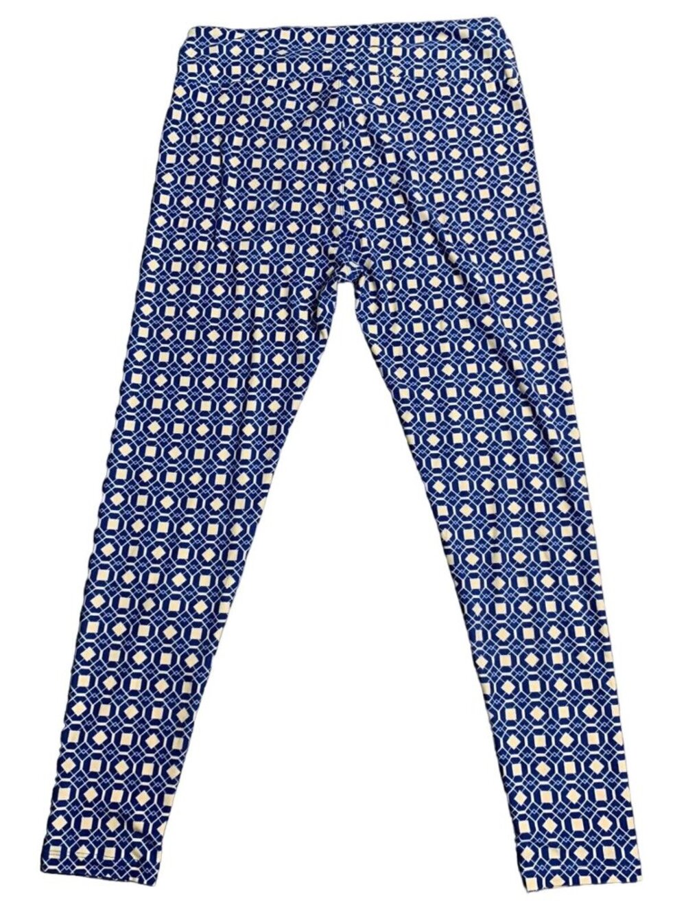 LuLaRoe Leggings Womens One Size Tall & Curvy Blue Geometric Pull On Stretch